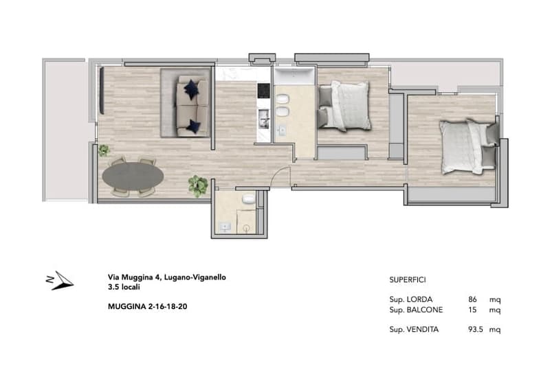 Moderno appartamento 3.5 locali a Viganello con vista panoramica (15)