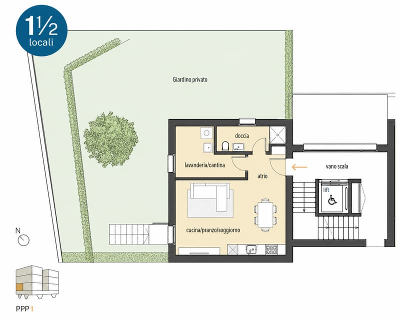 Appartamento 1.5 locali con giardino privato a Sementina (TI) (6)