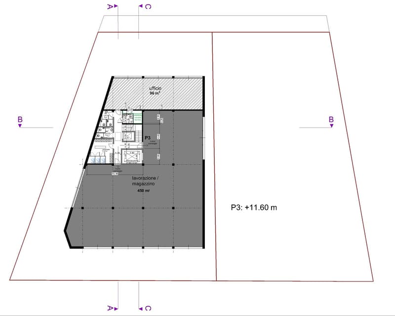 Main entrance, office, storage, kitchen, dining area, living room, 2 bedrooms, bathroom, utility room