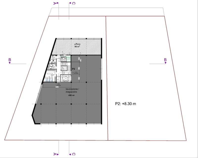 Floor plan of a two-story building with storage space and a utility room.