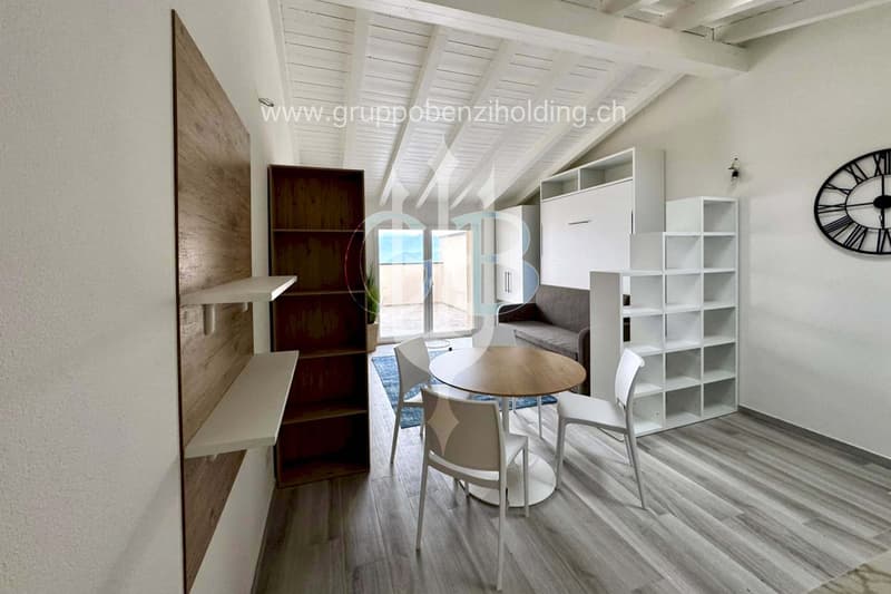 modern dining table, chairs, wooden book shelves, sofa, storage units, clock