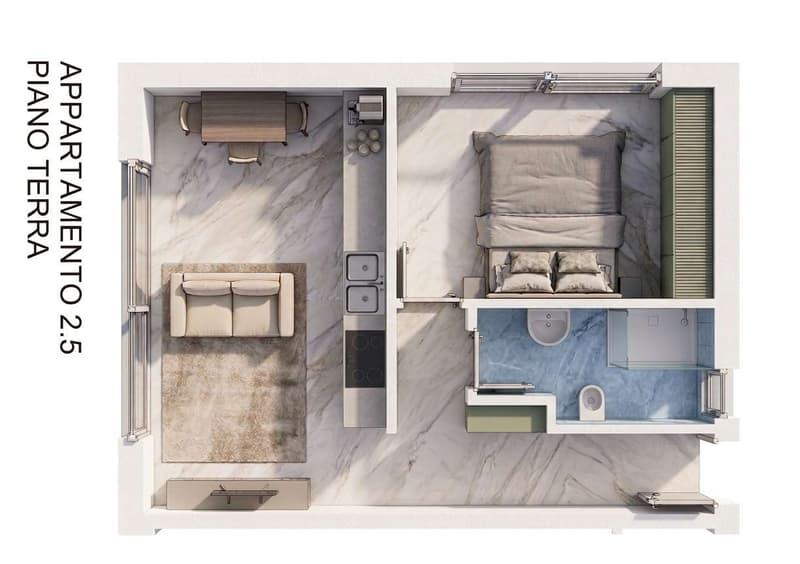 Moderno 2.5 locali con giardino privato, vista aperta e parcheggio inc (2)