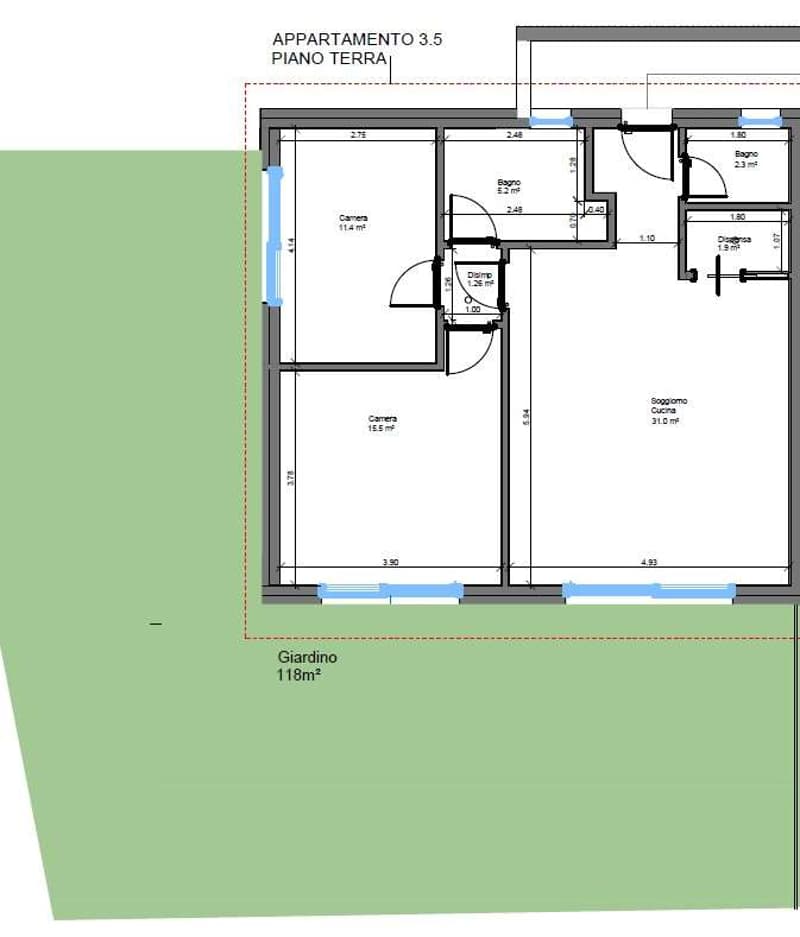 Elegante 3.5 locali con giardino privato e vista aperta sulla valle (3)