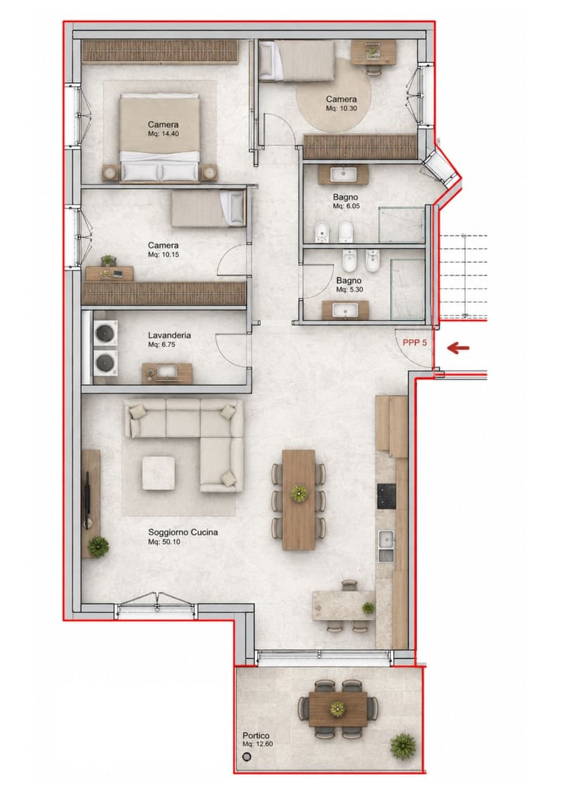 APPARTAMENTO 4.5 LOCALI CON AMPIO PORTICO IN AFFITTO A BIOGGIO (6)