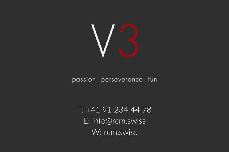 This is a contact information page for V3, providing phone, email, and website details.