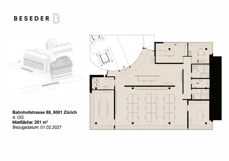 4th floor, 261 square meters, 4 rooms, 2 bathrooms, 1 kitchen, 1 living room, 1 balcony