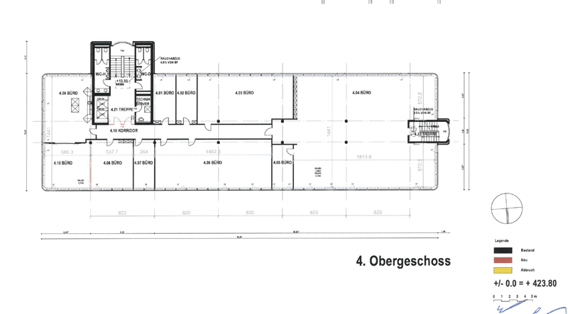 4th floor plan with multiple rooms, corridors, and technical server room