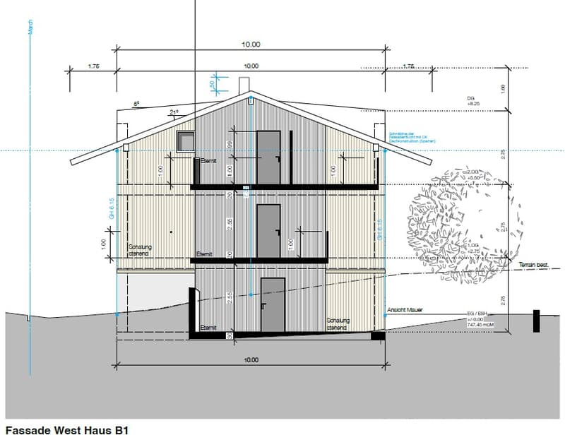 Facade West Haus B1, 2 floors, 3 bedrooms, 2 bathrooms, balcony, terrace