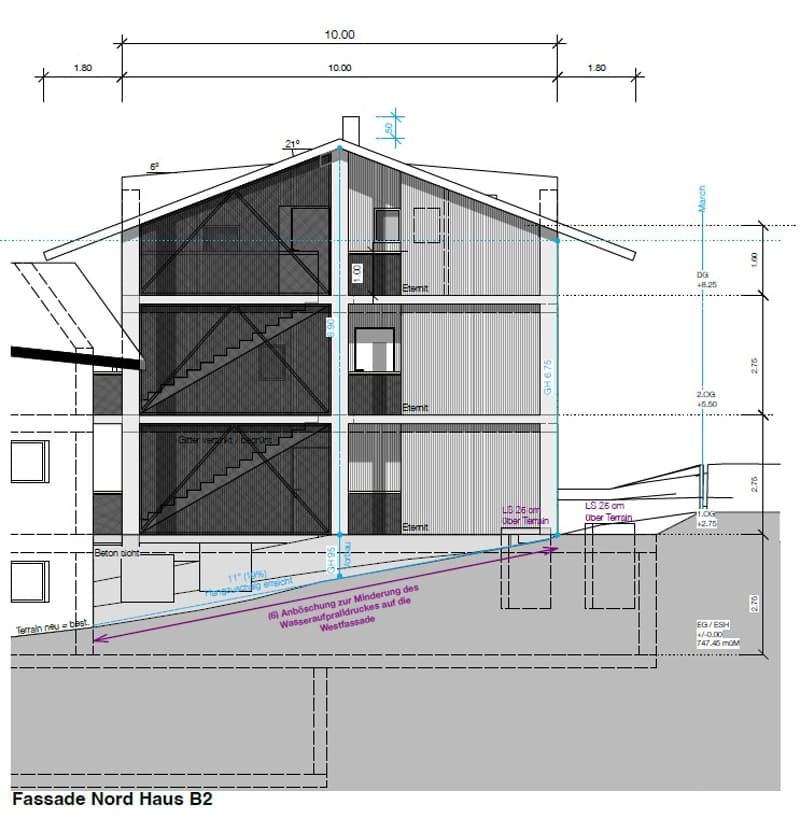 Ground floor, first floor, second floor, stairs, raised ground floor