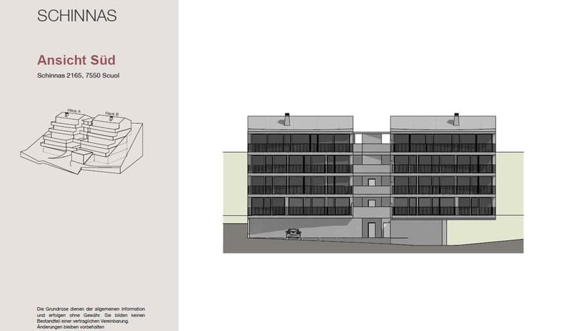 5-story residential building with a parking space in the front