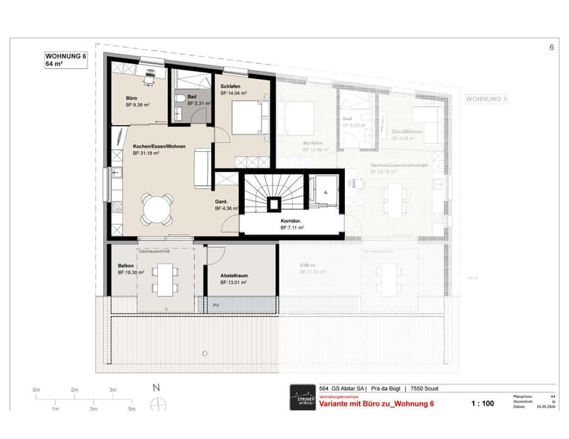 Office, bathroom, master bedroom, second bedroom, kitchen, dining area, garden, corridor, balcony, storage room
