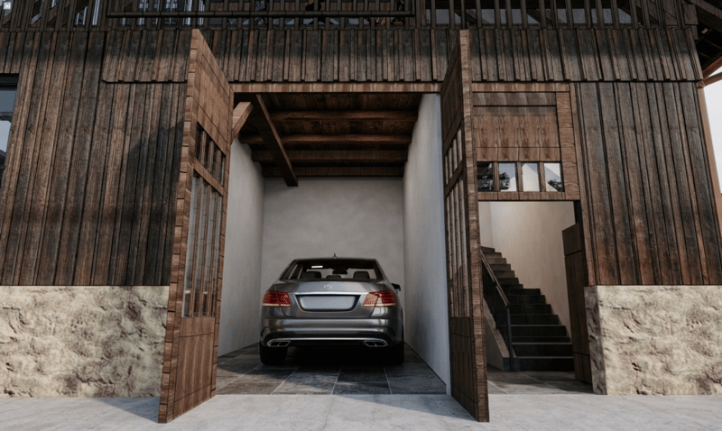 Hauseingang und Garage
