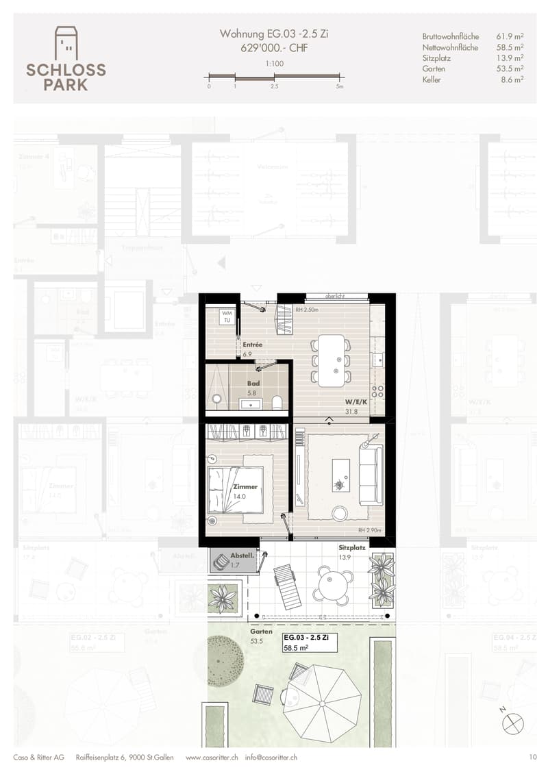 Entrance, living room, dining room, 2 bedrooms, kitchen, bathroom, vestibule, balcony, storage