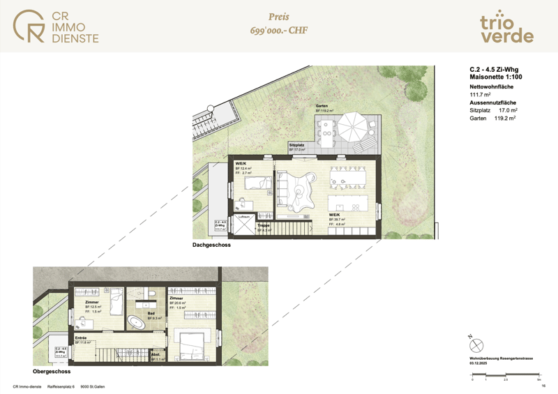 Living room, kitchen, 2 bedrooms, 2 bathrooms, terrace, garden