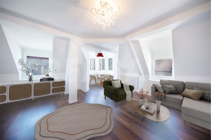 Zur Dauervermietung, charmante 3.5-Zimmer-Dachwohnung im Schlössli in Vitznau (2)