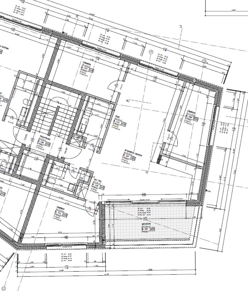 Main entrance, living room, kitchen, dining room, 3 bedrooms, bathroom, storage room, terrace, balcony