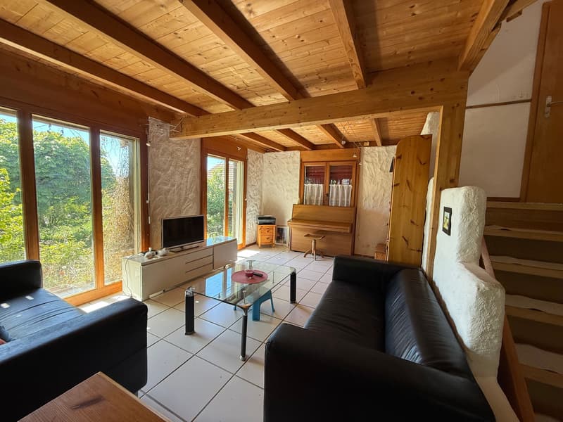 Wohnzimmer mit Holzelementen
