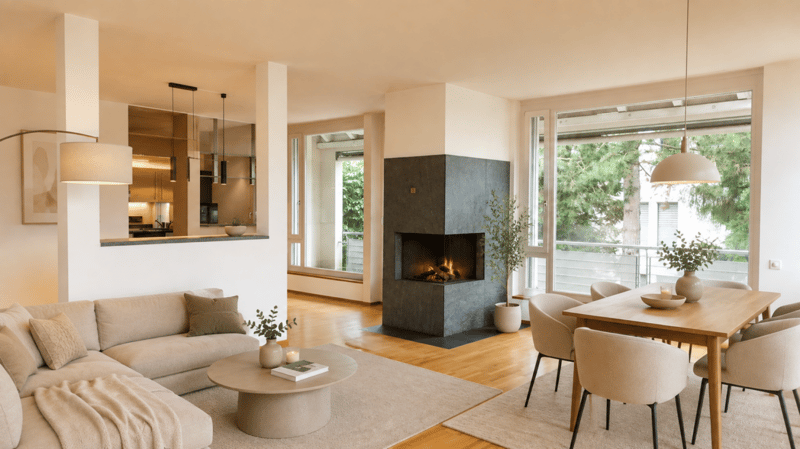 Lichtdurchflutete Wohnung mit Cheminée, Balkon, Terrasse & Ziergarten - Bruderholz (1)