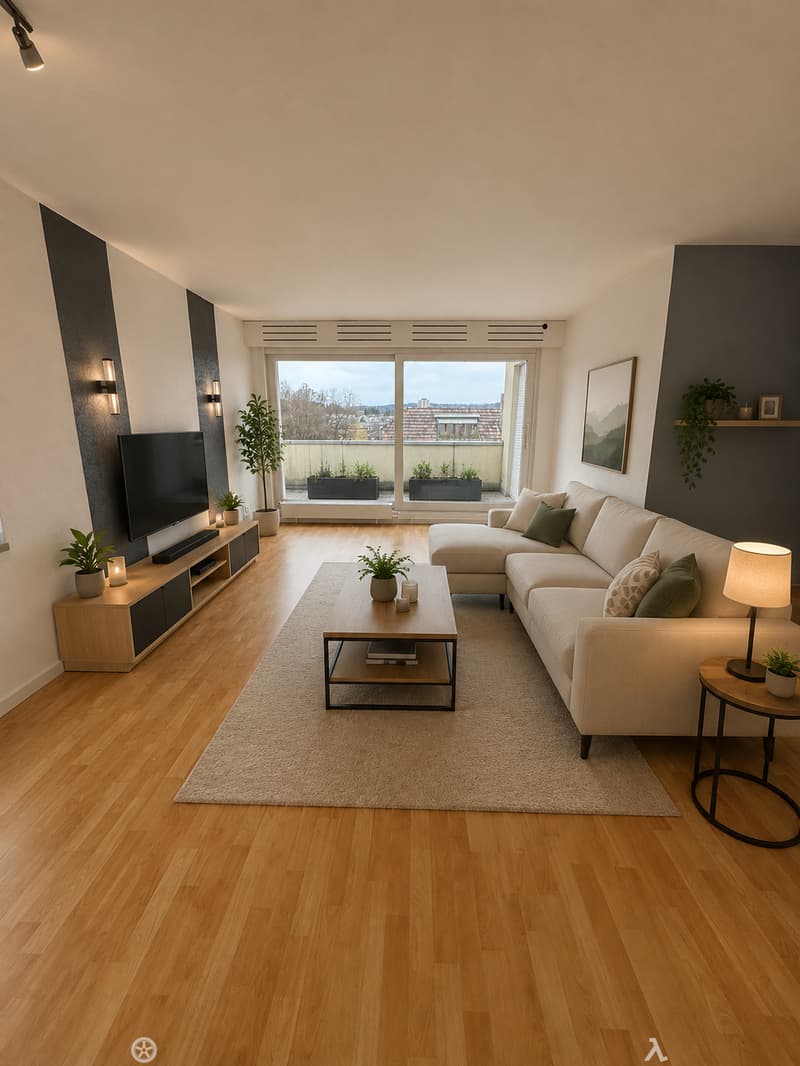Wohnzimmer (Möblierungsvorschlag) / Salon (proposition d'aménagement)