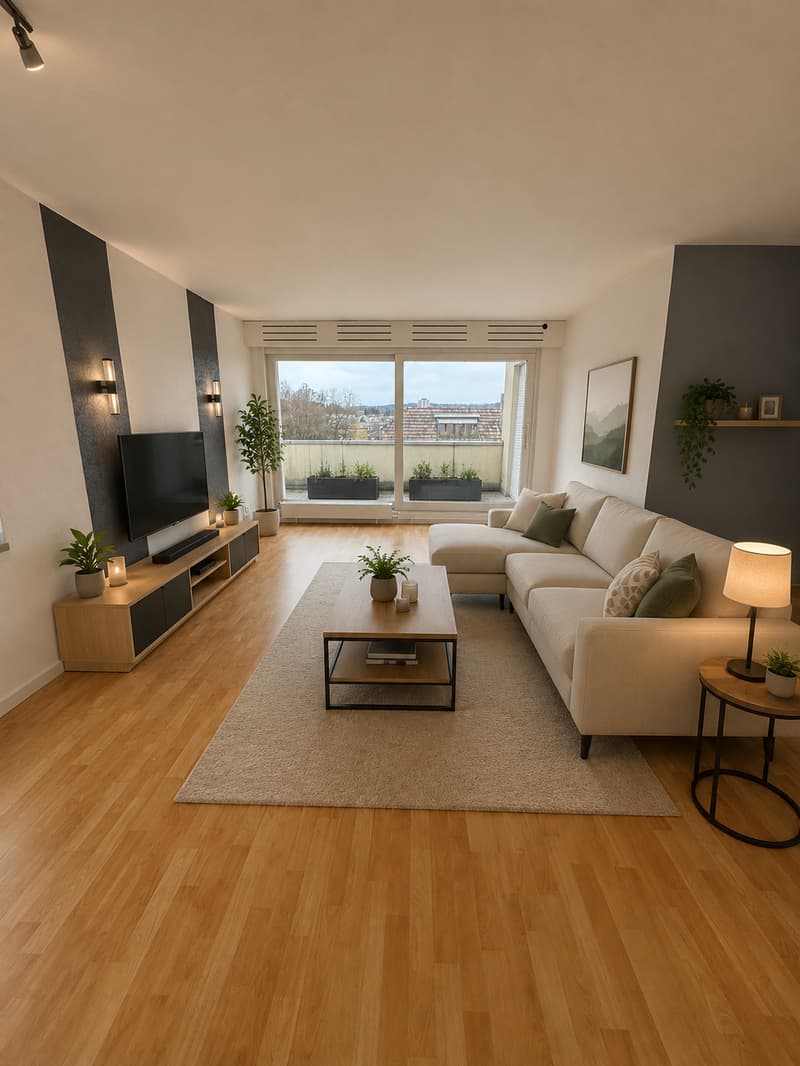 Wohnzimmer (Möblierungsvorschlag) / Salon (proposition d'aménagement)