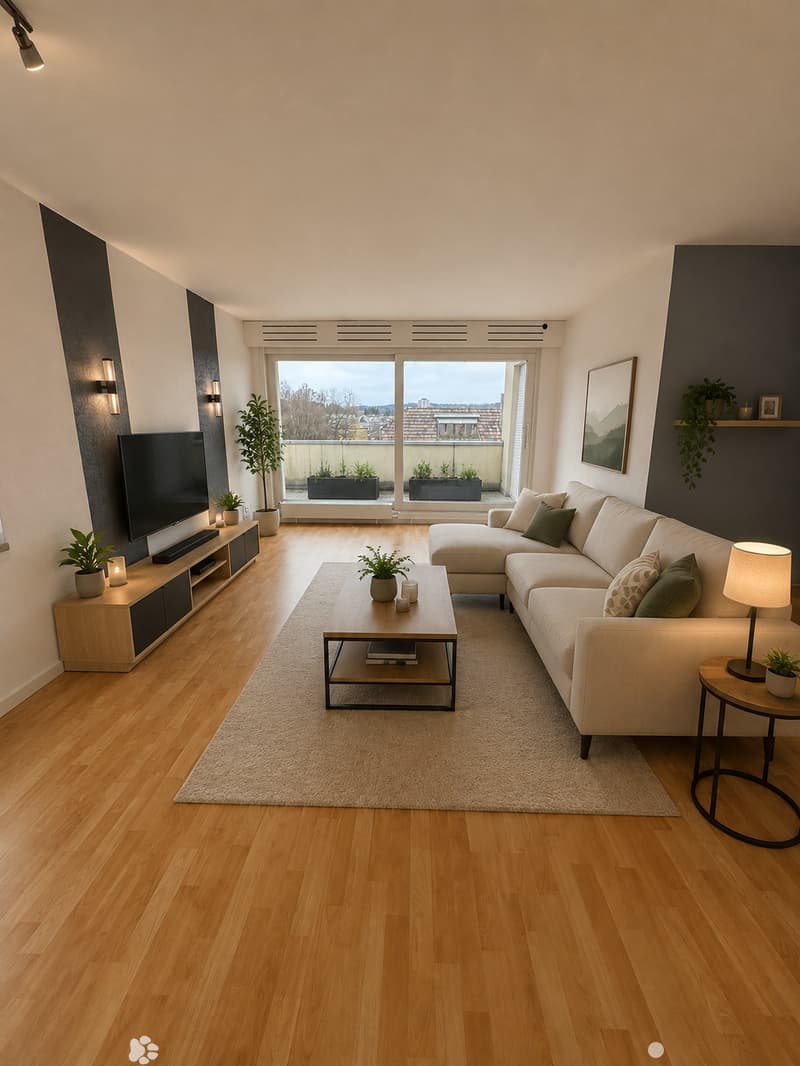 Wohnzimmer (Möblierungsvorschlag) / Salon (proposition d'aménagement)