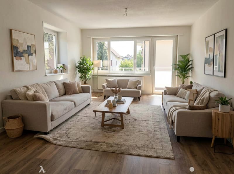 Wohnzimmer (Möblierungsvorschlag) / Salon (proposition d'aménagement)