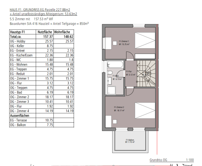 Neuwertiges Doppel-Einfamilienhaus (F1) mit 2 Nasszellen, 2 Parkplätzen, Garten und Sitzplatz (12)