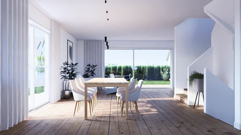 Bewilligtes Neubau-DEFH (Haus B+C), 6.5 DEFH, 3 Nasszellen, Garten, Sitzplatz, Carport & PP (8)