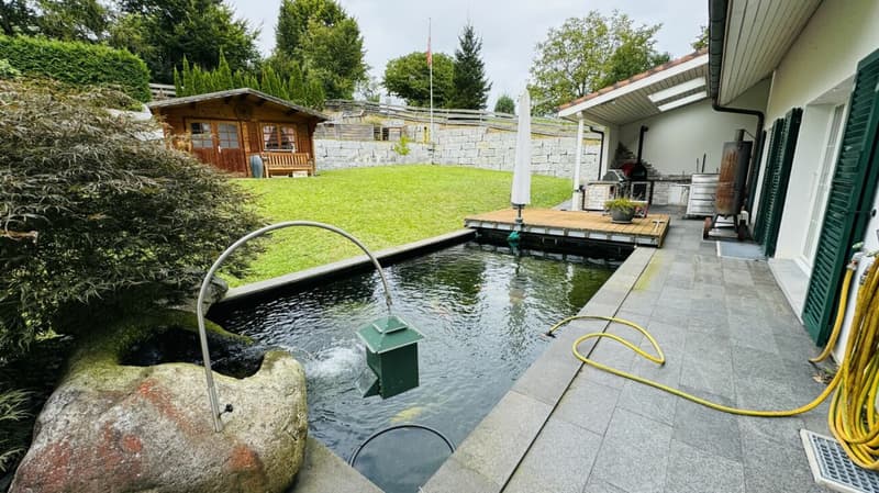 Grosses, neuwertiges 6.5-Zi. EFH, 6 Garagenplätze + 4 Parkplätze, Koi-Teich, Kinozimmer, 3 Nasszellen, traumhafte Lage, nur 10 Min. von Bubendorf (28)