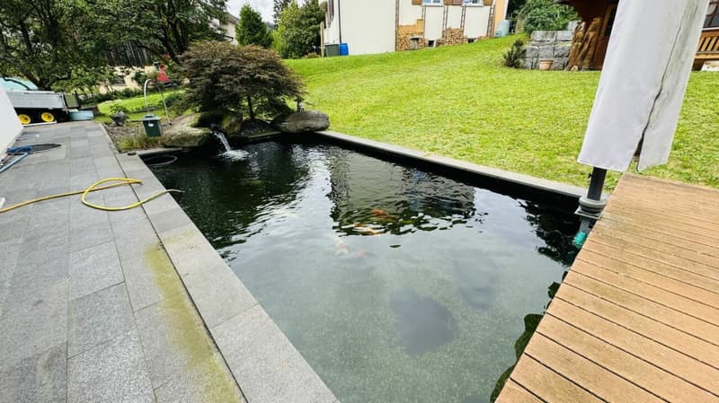 Grosses, neuwertiges 6.5-Zi. EFH, 6 Garagenplätze + 4 Parkplätze, Koi-Teich, Kinozimmer, 3 Nasszellen, traumhafte Lage, nur 10 Min. von Bubendorf (29)