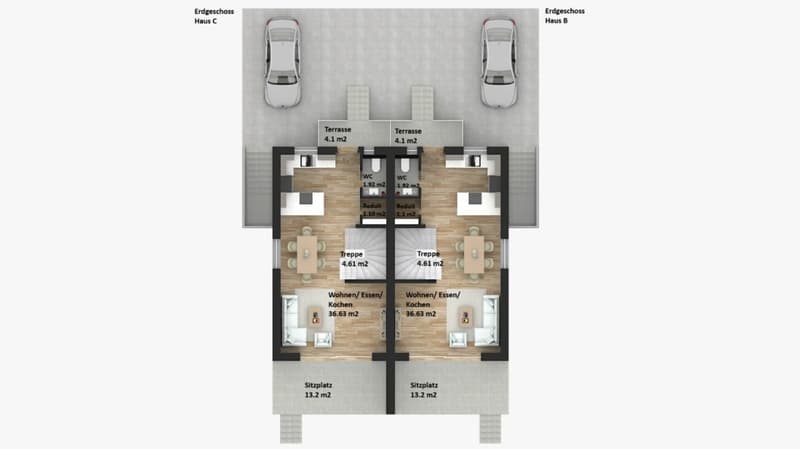 155 m2 Grosses Neubau-DEFH (Haus B), 6.5 DEFH, 3 Nasszellen, Garten, Sitzplatz, Carport & PP (17)