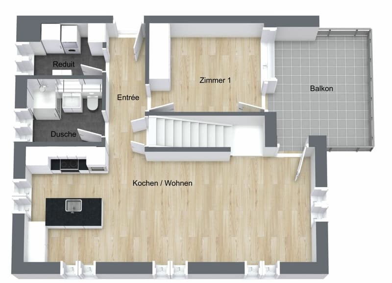 Appartement-maisonnette élégant et de haute qualité avec grande galerie, balcon et ambiance de vie calme (13)