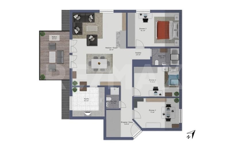 Helle 4.5-Zimmer-Dachwohnung mit Balkon an ruhiger Lage (11)