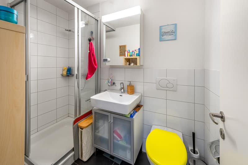 Nasszelle mit Dusche, WC und Lavabo