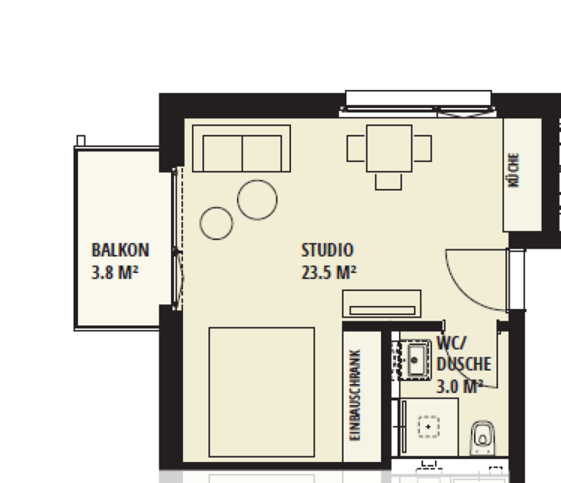 Möblierte 1.5 Zimmer-Wohnung im Herzen von Oerlikon Kopie (5)