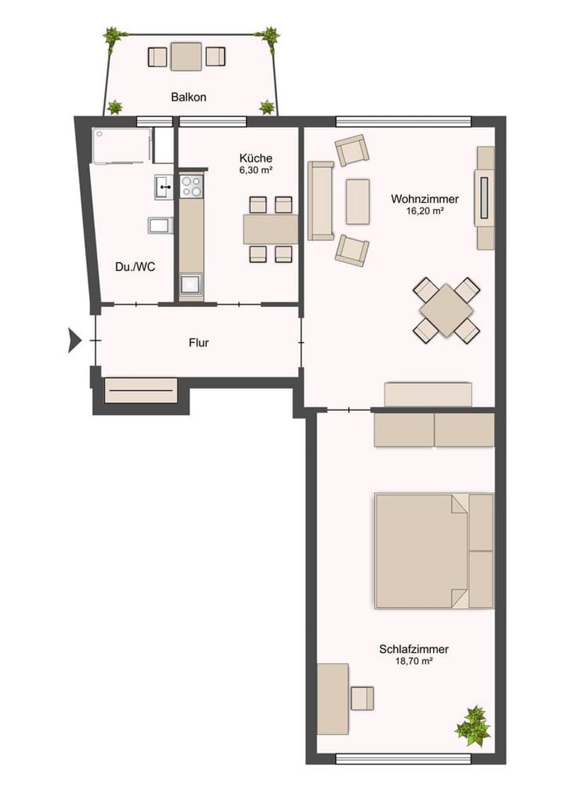 Helle 2 Zimmerwohnung mit ruhigem, sonnigen Balkon ins Grüne (8)
