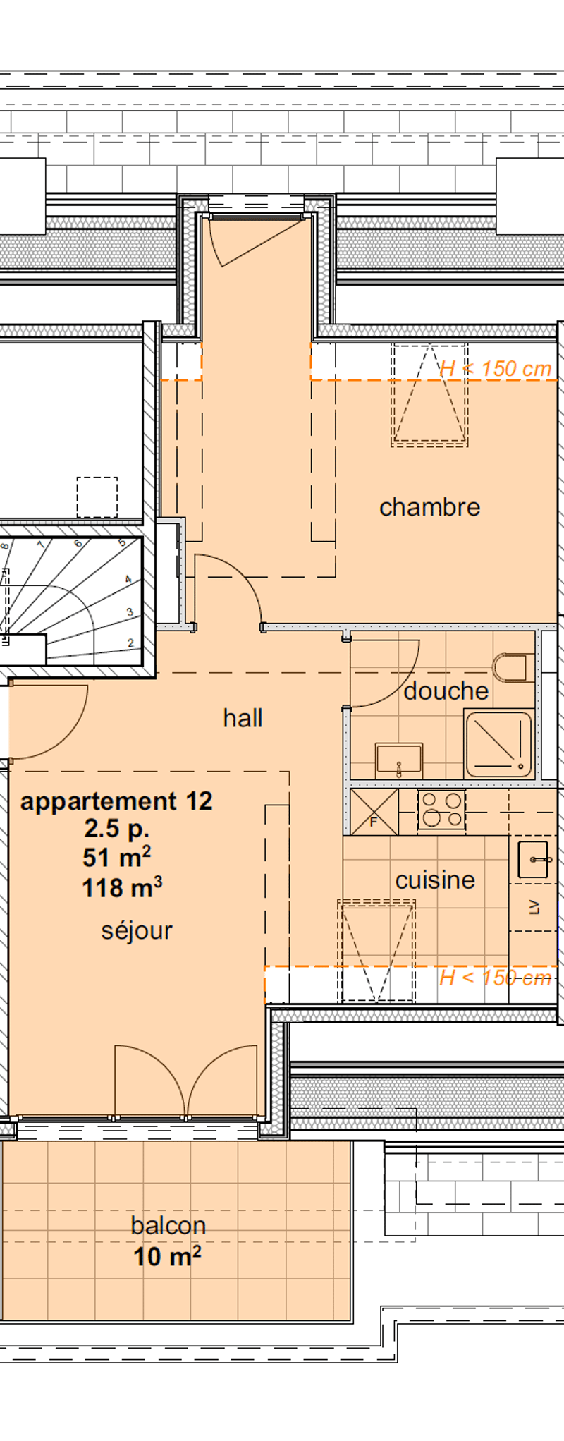 Appartements neufs de 1.5 pièces aux combles (3ème étage) - (centre) (2)