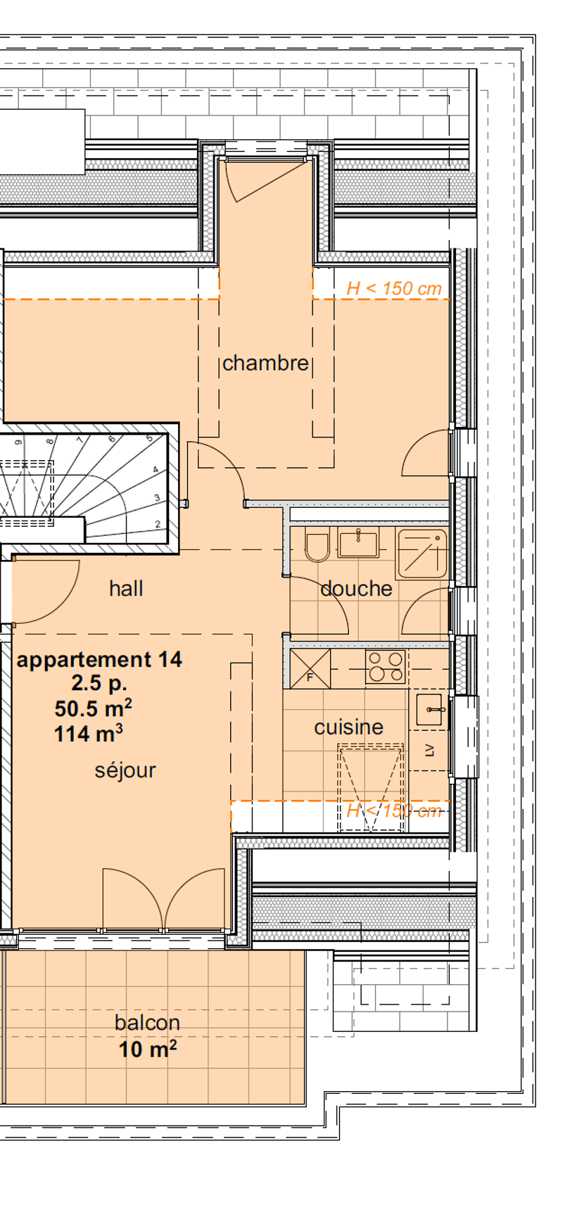 Appartements neufs de 1.5 pièces aux combles (3ème étage) - (Sud) (2)