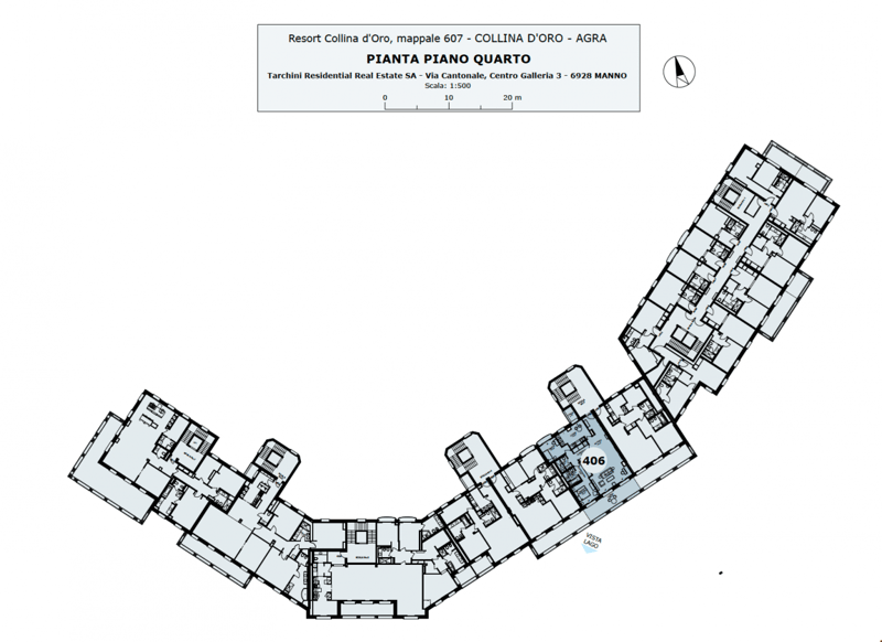 Ground floor layout with multiple rooms, outdoor space, marked doors, windows, balconies