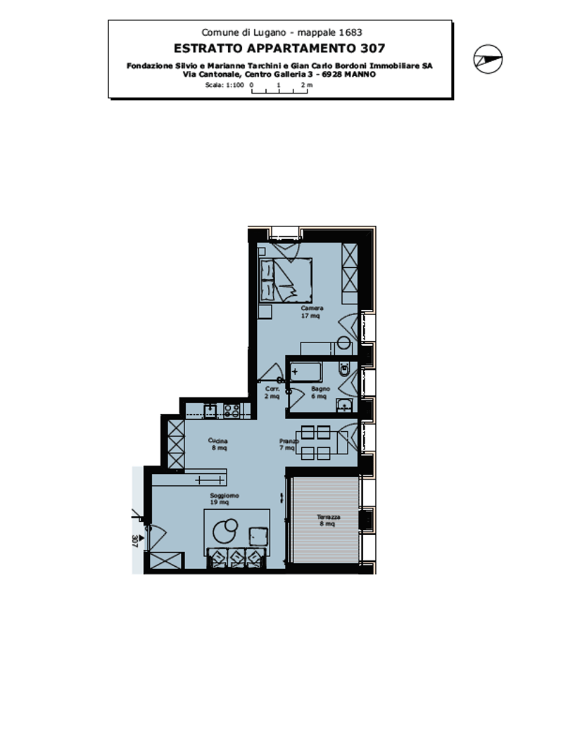 Main floor plan includes kitchen, dining room, living room, 2 bedrooms, bathroom, terrace