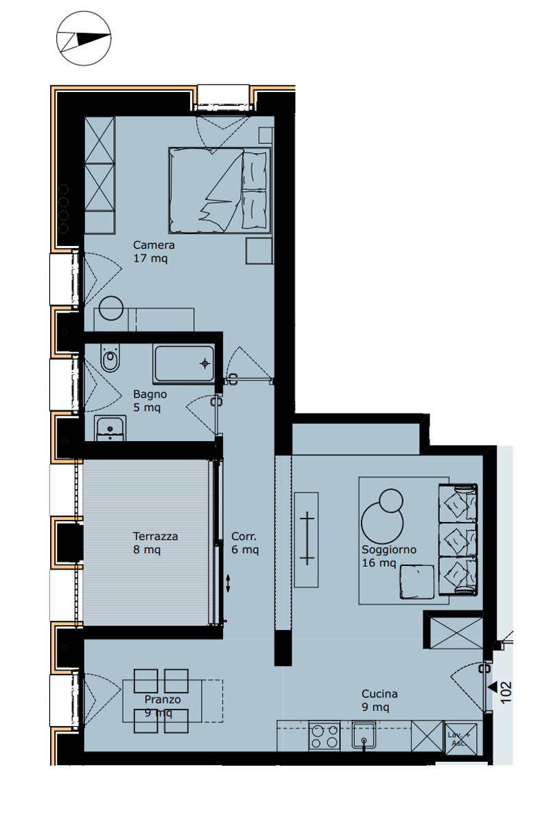 bedroom, bathroom, living room, kitchen, dining room, terrace