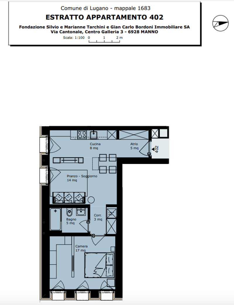 LUGANO CENTRO - AFFITTASI LUMINOSO 2.5 LOCALI ARREDATO CON LAVANDERIA PRIVATA (rif. 402) (14)