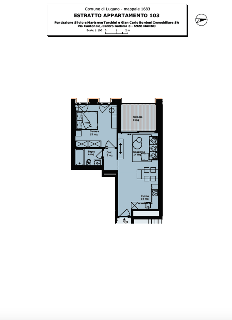 LUGANO CENTRO - AFFITTASI APPARTAMENTO ARREDATO 2.5 LOCALI CON TERRAZZO (rif. 103) (14)