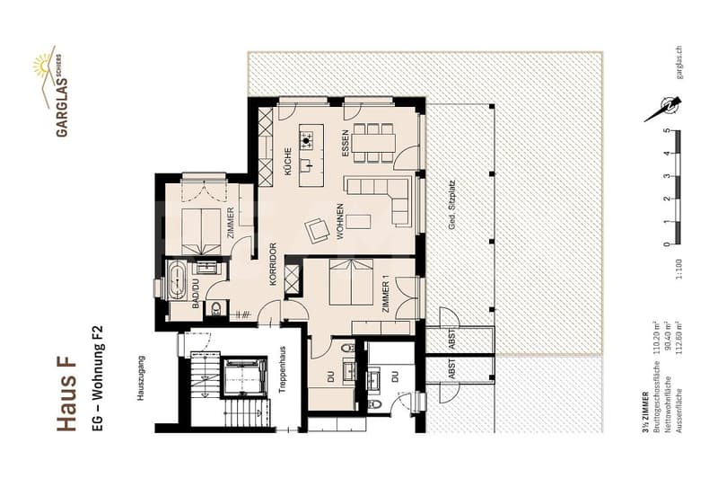 Nachhaltiges Wohnen Garglas.ch: 3½-Zimmer-Wohnung F2 - Gartenwohnung (10)