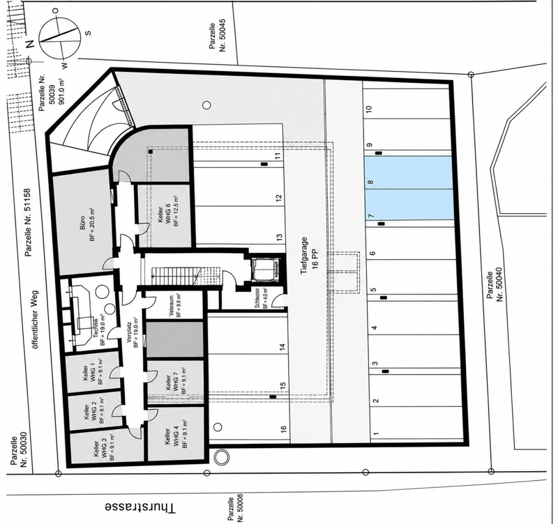 Grundriss Tiefgarage