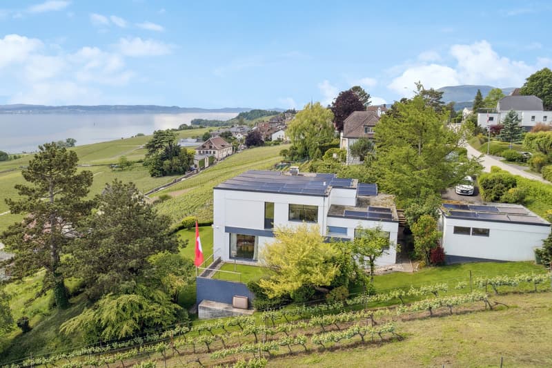 Villa contemporaine avec vue panoramique sur le lac et piscine intérie (2)