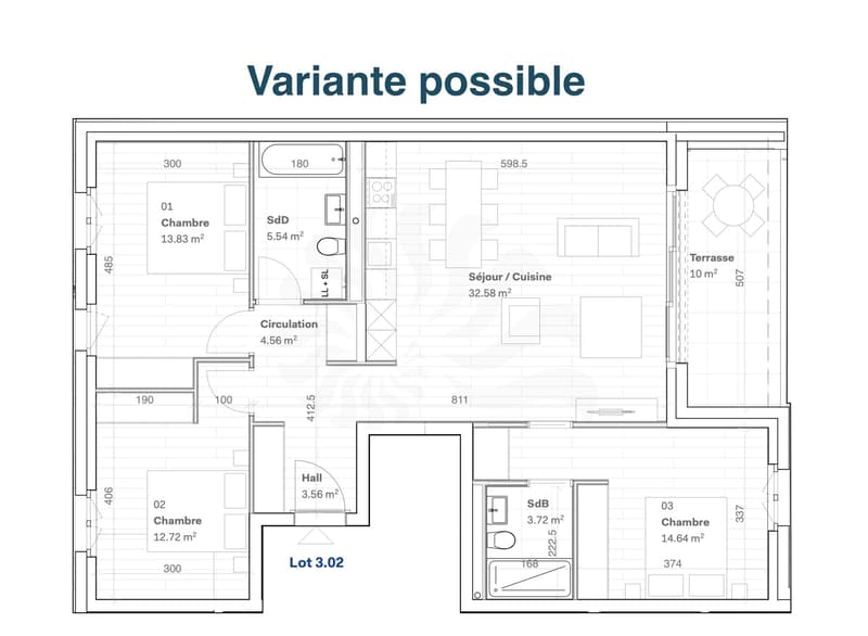 Appartement 5P au 1er étage, 11, route des Jurêts à Choulex (10)