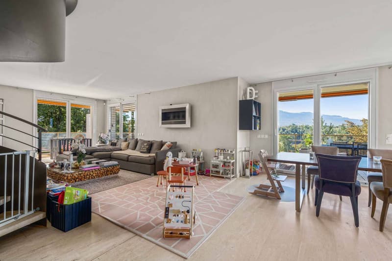 Salon / Salle-à-manger avec accès terrasse couverte