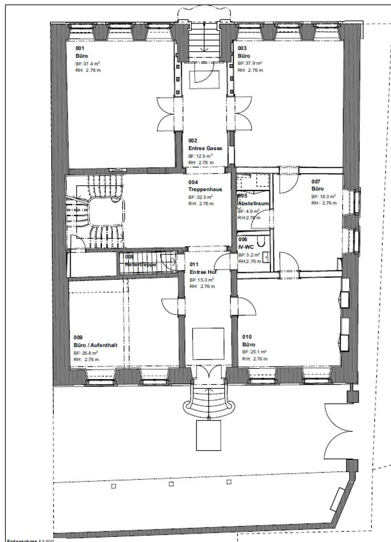 Floor plan, multiple rooms, balcony in several rooms, stairs connecting rooms