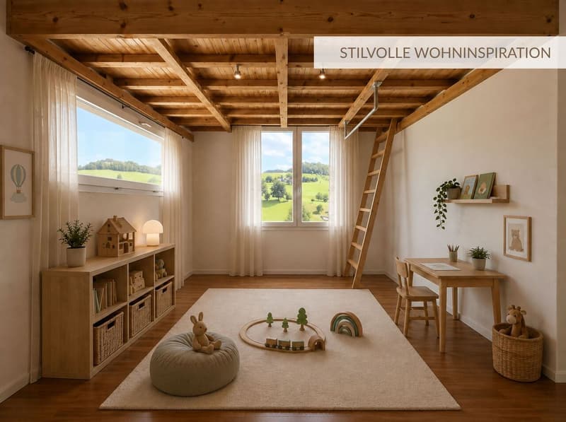 Kinderzimmer mit Einlegeboden ostseitig